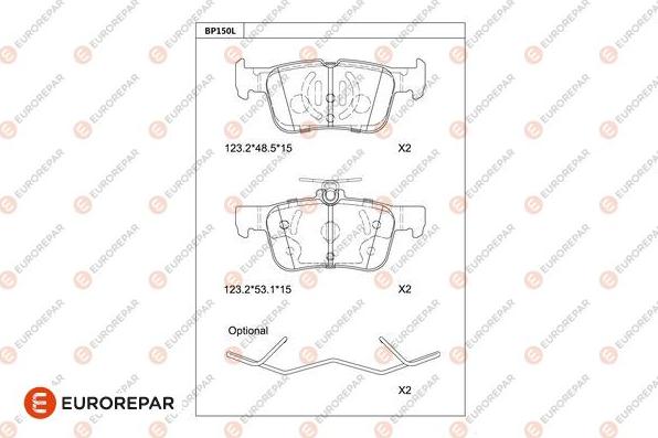 EUROREPAR 1681215380 - Bremžu uzliku kompl., Disku bremzes www.autospares.lv