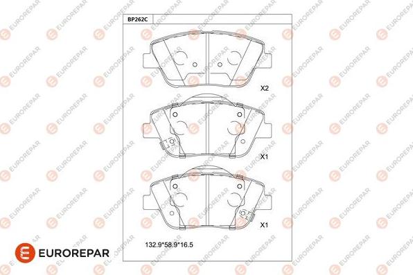 EUROREPAR 1681216980 - Bremžu uzliku kompl., Disku bremzes www.autospares.lv