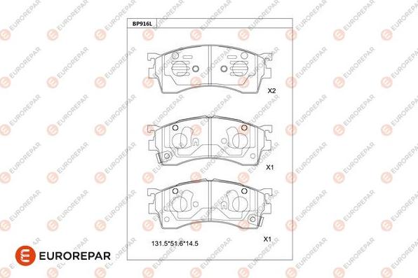 EUROREPAR 1681210580 - Bremžu uzliku kompl., Disku bremzes www.autospares.lv