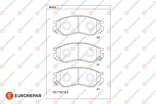 EUROREPAR 1681210680 - Bremžu uzliku kompl., Disku bremzes www.autospares.lv