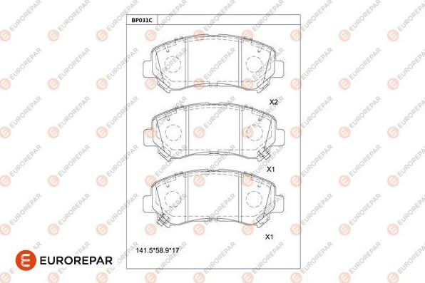 EUROREPAR 1681211680 - Bremžu uzliku kompl., Disku bremzes www.autospares.lv