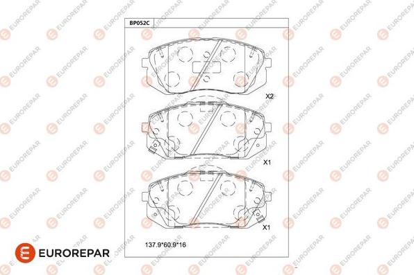 EUROREPAR 1681211780 - Bremžu uzliku kompl., Disku bremzes www.autospares.lv