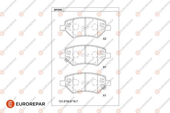 EUROREPAR 1681218980 - Bremžu uzliku kompl., Disku bremzes www.autospares.lv