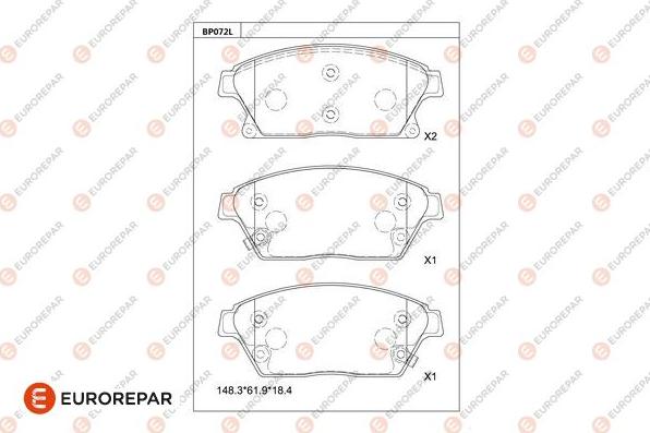 EUROREPAR 1681218680 - Bremžu uzliku kompl., Disku bremzes www.autospares.lv