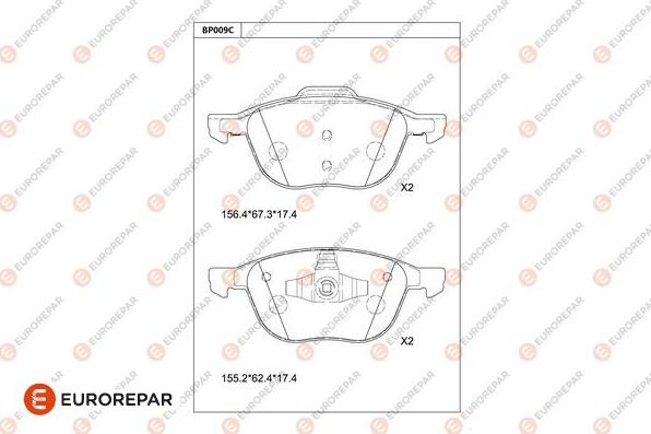 EUROREPAR 1681218180 - Bremžu uzliku kompl., Disku bremzes www.autospares.lv