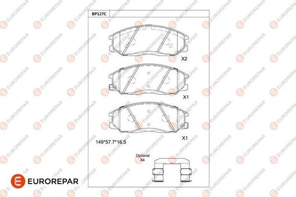 EUROREPAR 1681218380 - Bremžu uzliku kompl., Disku bremzes www.autospares.lv