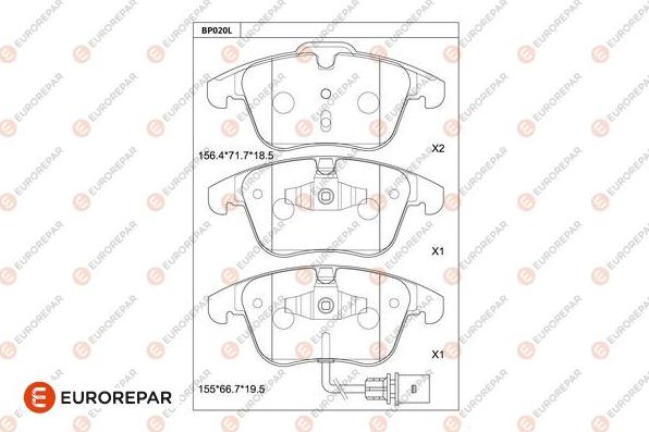 EUROREPAR 1681213480 - Bremžu uzliku kompl., Disku bremzes www.autospares.lv