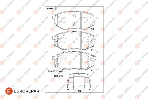 EUROREPAR 1681213080 - Bremžu uzliku kompl., Disku bremzes www.autospares.lv