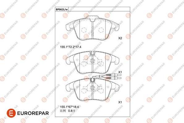 EUROREPAR 1681213780 - Bremžu uzliku kompl., Disku bremzes www.autospares.lv