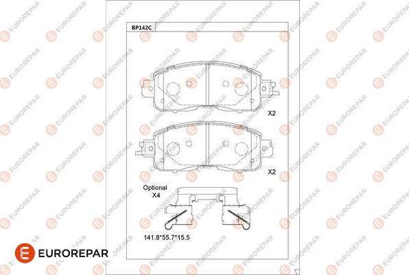 EUROREPAR 1681212180 - Bremžu uzliku kompl., Disku bremzes www.autospares.lv