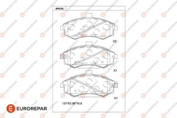 EUROREPAR 1681212780 - Bremžu uzliku kompl., Disku bremzes www.autospares.lv