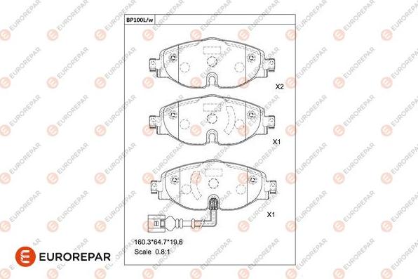 EUROREPAR 1681217280 - Bremžu uzliku kompl., Disku bremzes www.autospares.lv