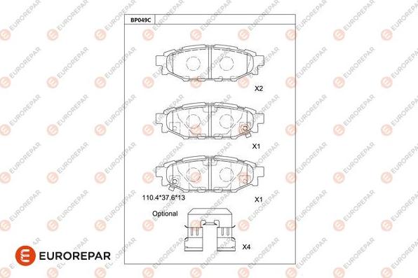 EUROREPAR 1681217780 - Brake Pad Set, disc brake www.autospares.lv