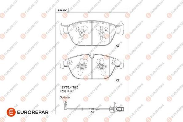 EUROREPAR 1681289180 - Bremžu uzliku kompl., Disku bremzes www.autospares.lv