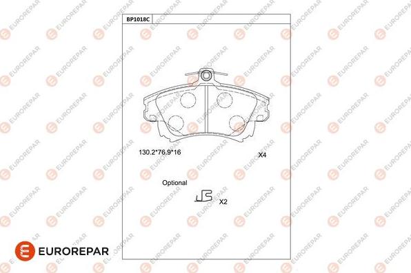 EUROREPAR 1681285480 - Bremžu uzliku kompl., Disku bremzes autospares.lv