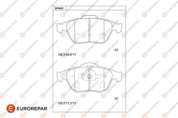 EUROREPAR 1681286380 - Bremžu uzliku kompl., Disku bremzes www.autospares.lv