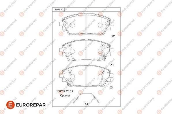 EUROREPAR 1681288580 - Bremžu uzliku kompl., Disku bremzes www.autospares.lv