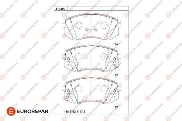 EUROREPAR 1681283480 - Bremžu uzliku kompl., Disku bremzes www.autospares.lv