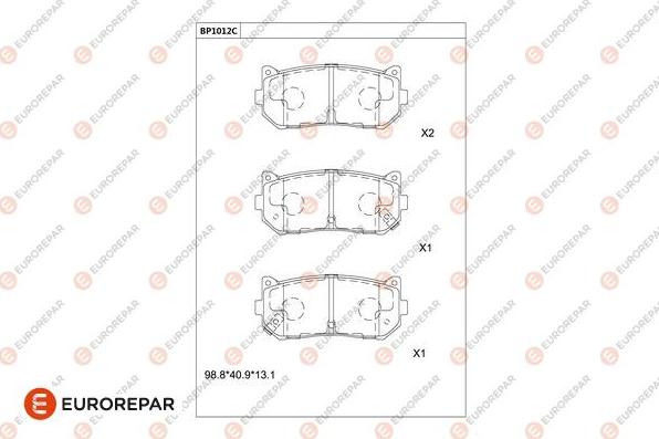 EUROREPAR 1681282080 - Brake Pad Set, disc brake www.autospares.lv