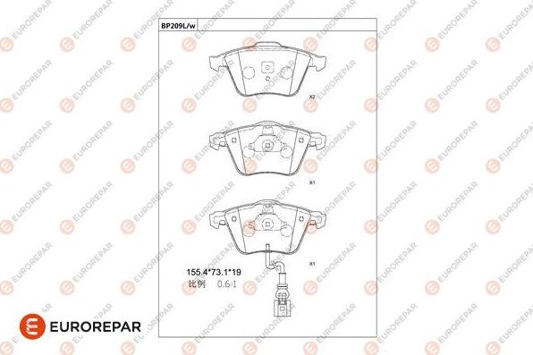 EUROREPAR 1681287980 - Bremžu uzliku kompl., Disku bremzes www.autospares.lv