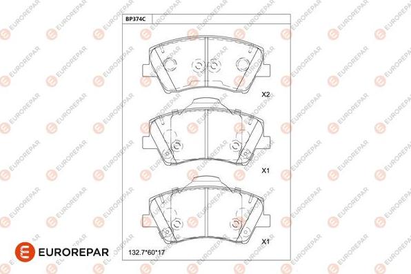 EUROREPAR 1681234380 - Bremžu uzliku kompl., Disku bremzes www.autospares.lv