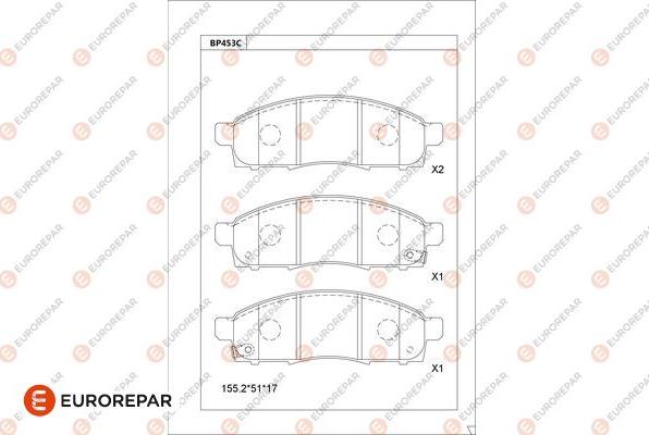 EUROREPAR 1681236380 - Bremžu uzliku kompl., Disku bremzes www.autospares.lv