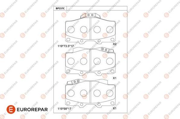 EUROREPAR 1681236780 - Bremžu uzliku kompl., Disku bremzes www.autospares.lv