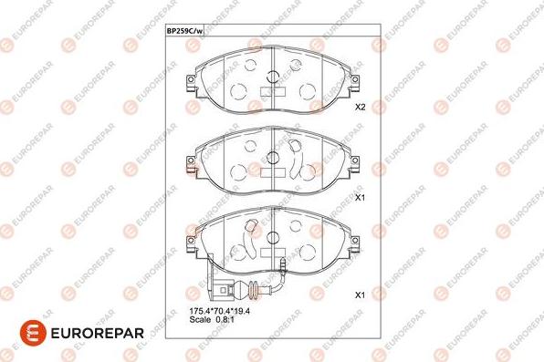 EUROREPAR 1681230480 - Bremžu uzliku kompl., Disku bremzes www.autospares.lv