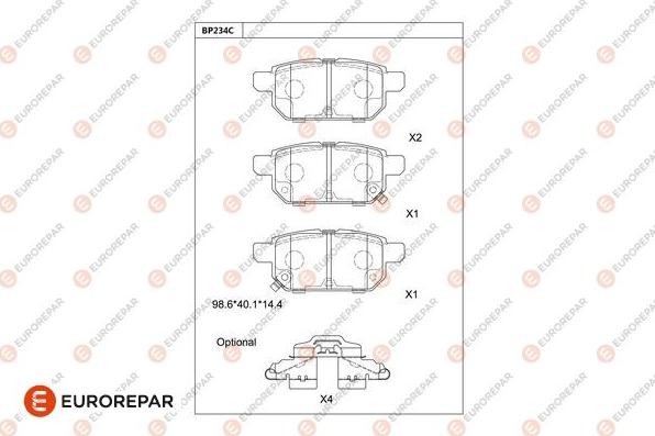 EUROREPAR 1681230780 - Bremžu uzliku kompl., Disku bremzes www.autospares.lv