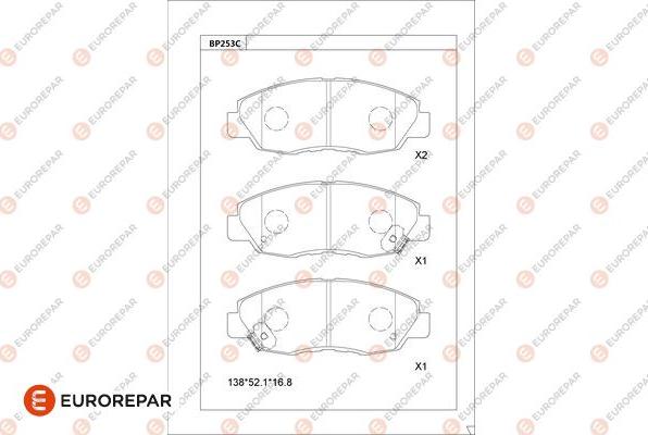 EUROREPAR 1681231380 - Bremžu uzliku kompl., Disku bremzes www.autospares.lv