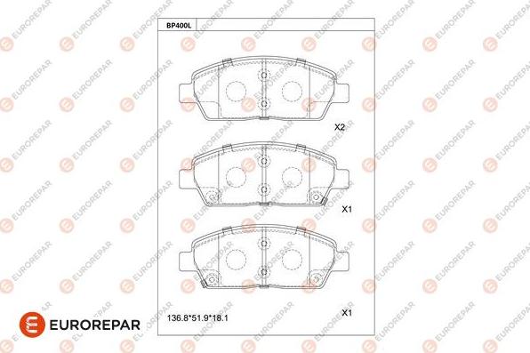 EUROREPAR 1681231780 - Bremžu uzliku kompl., Disku bremzes www.autospares.lv