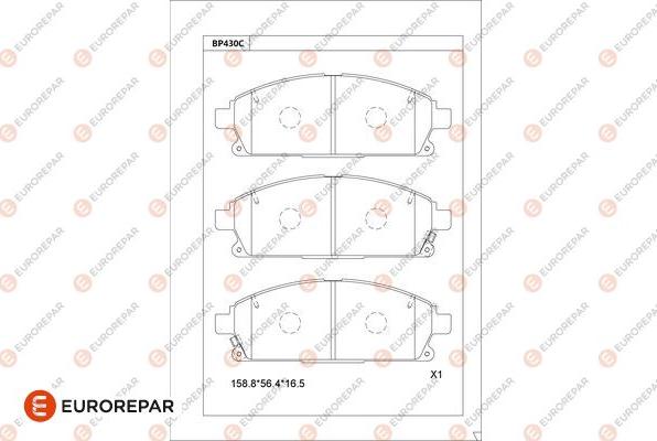 EUROREPAR 1681233380 - Bremžu uzliku kompl., Disku bremzes www.autospares.lv