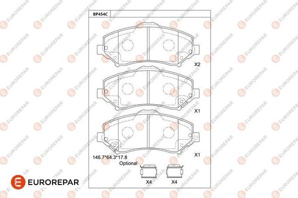 EUROREPAR 1681232880 - Bremžu uzliku kompl., Disku bremzes www.autospares.lv