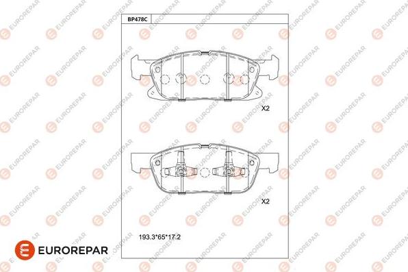 EUROREPAR 1681237980 - Bremžu uzliku kompl., Disku bremzes www.autospares.lv