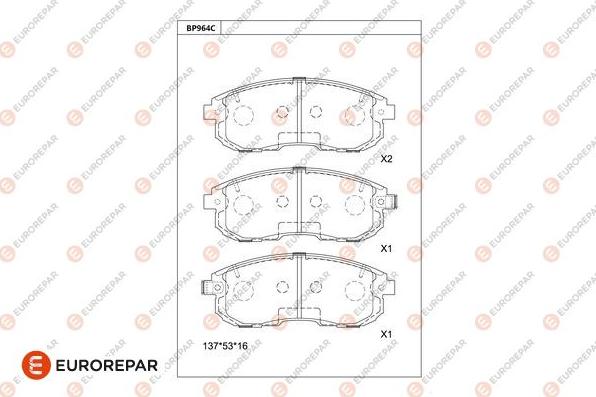 EUROREPAR 1681229080 - Bremžu uzliku kompl., Disku bremzes www.autospares.lv