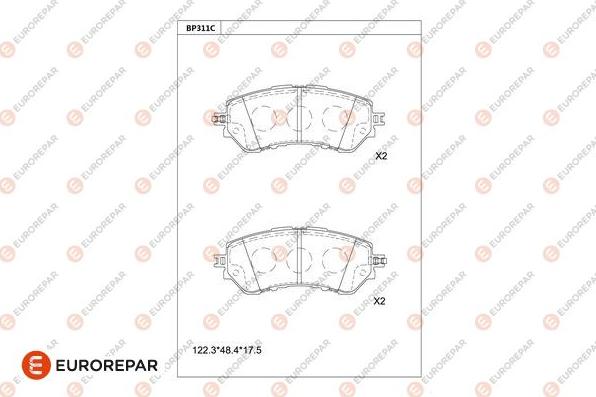 EUROREPAR 1681224680 - Bremžu uzliku kompl., Disku bremzes www.autospares.lv