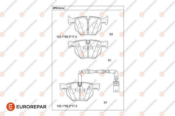 EUROREPAR 1681224280 - Bremžu uzliku kompl., Disku bremzes www.autospares.lv