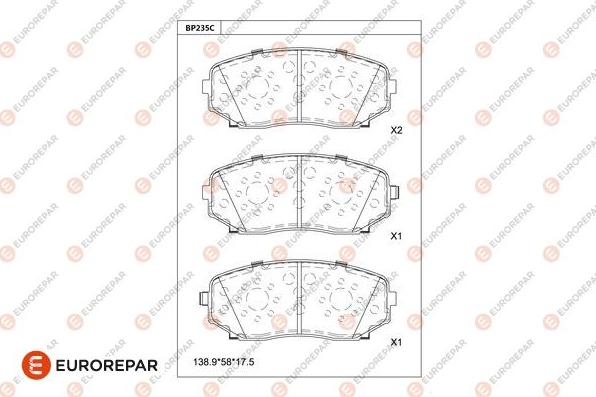 EUROREPAR 1681225280 - Bremžu uzliku kompl., Disku bremzes www.autospares.lv