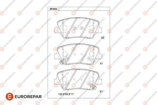 EUROREPAR 1681225780 - Bremžu uzliku kompl., Disku bremzes www.autospares.lv