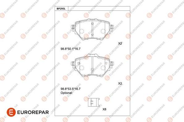 EUROREPAR 1681226180 - Bremžu uzliku kompl., Disku bremzes www.autospares.lv