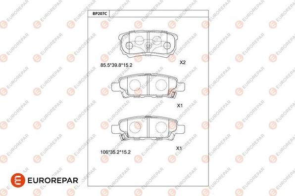 EUROREPAR 1681220880 - Bremžu uzliku kompl., Disku bremzes www.autospares.lv