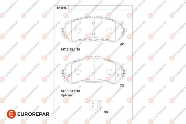 EUROREPAR 1681221980 - Bremžu uzliku kompl., Disku bremzes www.autospares.lv