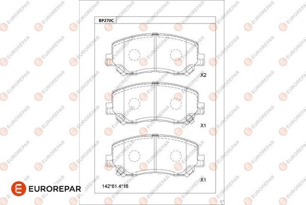 EUROREPAR 1681221480 - Bremžu uzliku kompl., Disku bremzes www.autospares.lv