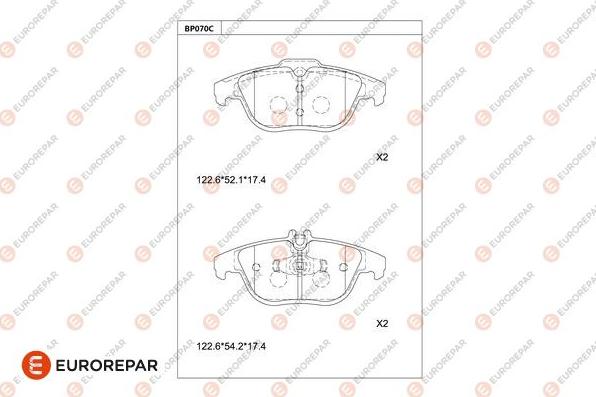 EUROREPAR 1681221780 - Bremžu uzliku kompl., Disku bremzes www.autospares.lv