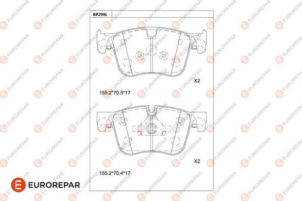 EUROREPAR 1681228580 - Bremžu uzliku kompl., Disku bremzes www.autospares.lv