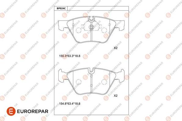 EUROREPAR 1681223080 - Bremžu uzliku kompl., Disku bremzes www.autospares.lv