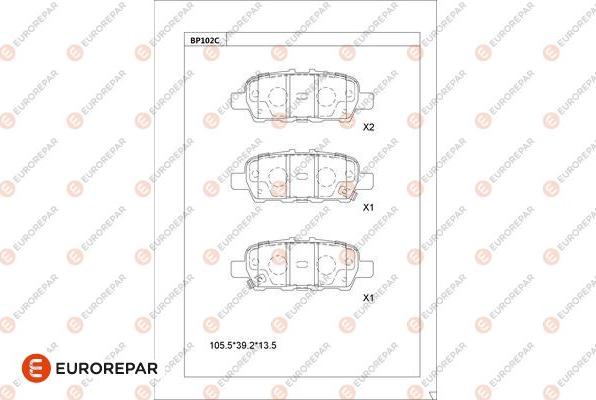 EUROREPAR 1681223380 - Bremžu uzliku kompl., Disku bremzes www.autospares.lv