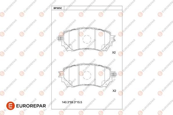 EUROREPAR 1681227180 - Bremžu uzliku kompl., Disku bremzes www.autospares.lv