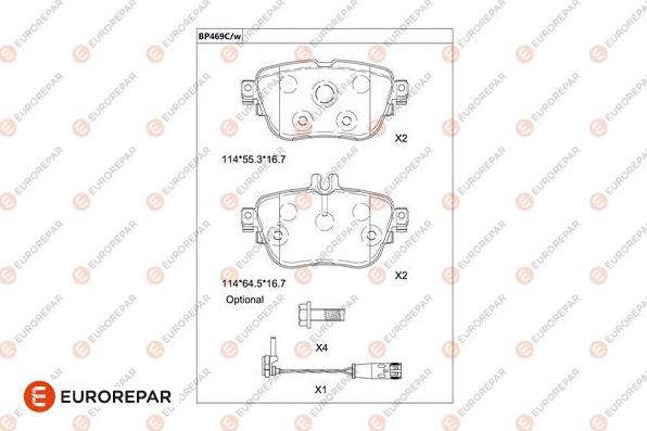 EUROREPAR 1681279280 - Bremžu uzliku kompl., Disku bremzes www.autospares.lv