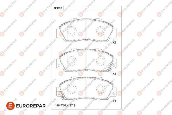 EUROREPAR 1681274980 - Bremžu uzliku kompl., Disku bremzes www.autospares.lv